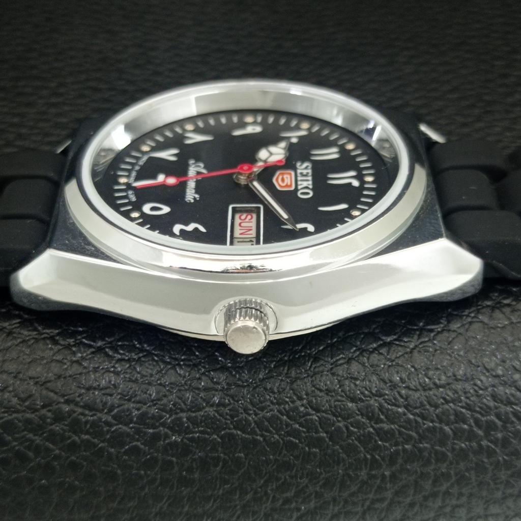 VINTAGE REFURBISHED SEIKO 5 AUTOMATIC 6309A JAPAN MENS BLACK WATCH a442616-1