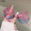 1/7 Pcs Round Children Sunglasses  New Cute Cat Shaped Candy Color Decor Shades for Girls Trendy Stylish Kids Sun Glasses
