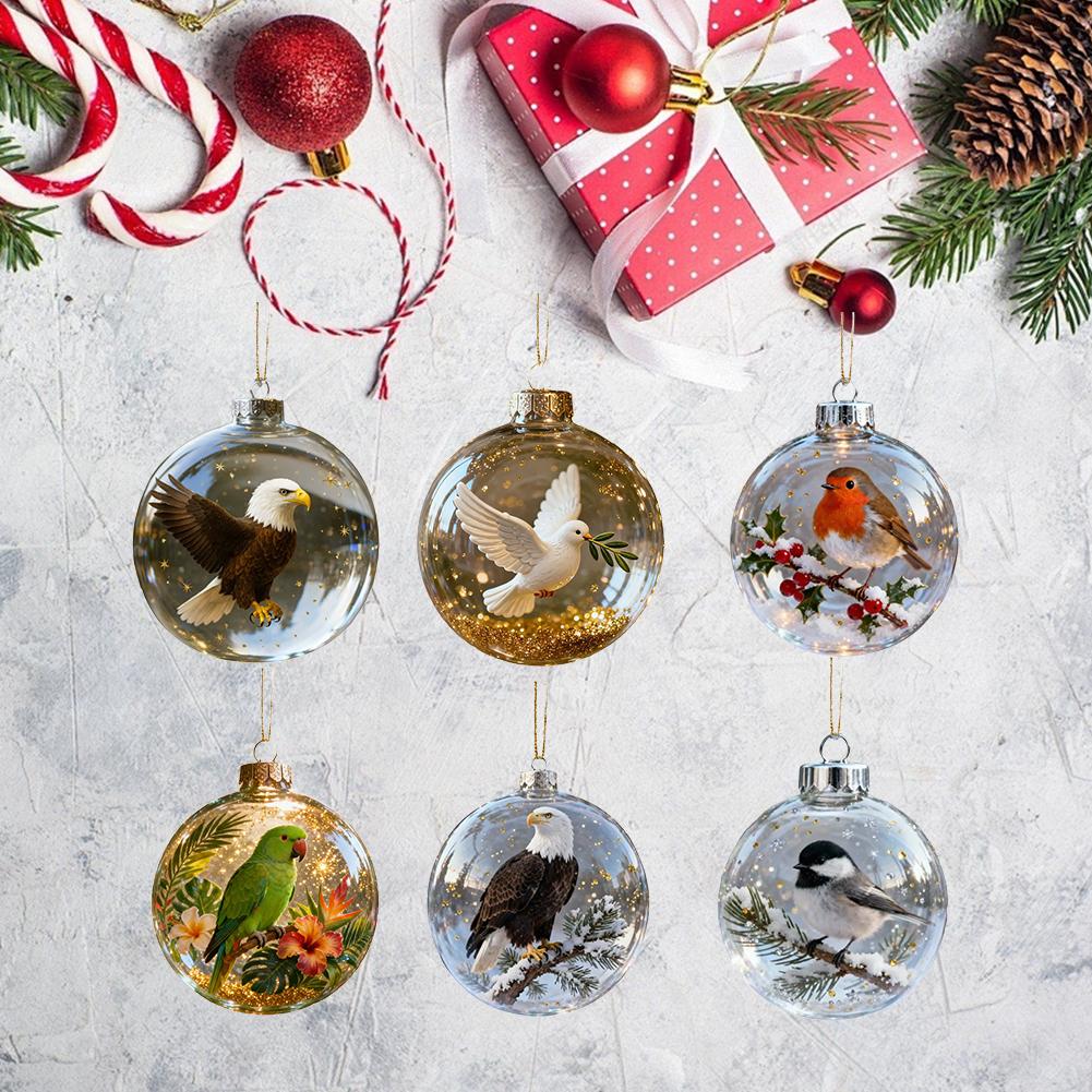 Ornements Boules de Noël en Verre Avec Oiseau Aigle Colombe Perroquet Pour Sapin de Noël Fête de Fête Ornements Suspendus Décorations Xmas O2I4