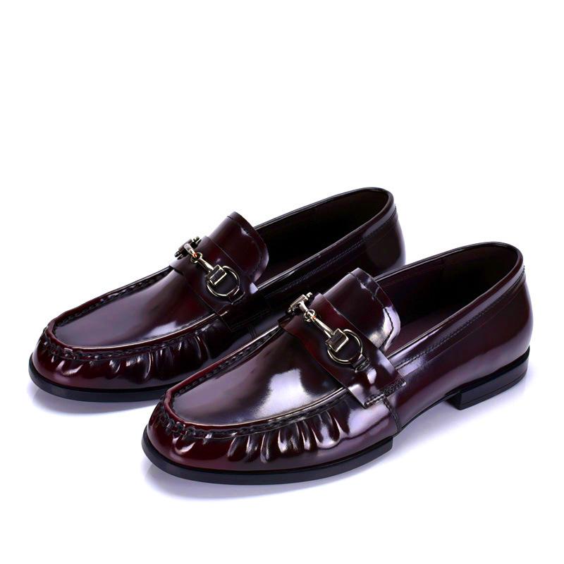 Men s Patent Leather Loafers: British Style, Slip-On, Casual Genuine Leather Moccasins for Trendy Driving. 43 малиновый