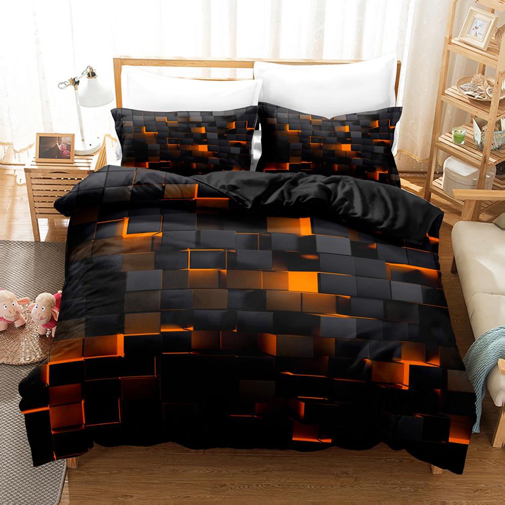 3D Red Grid Print Bedding Set Duvet Cover Set (1xDuvet Cover + 2xPillowcase Without Core) Comfortable Duvet Cover For Bedroom