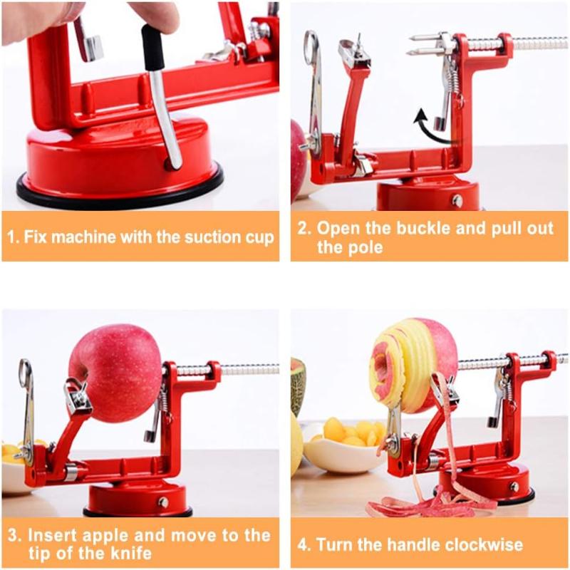 Apple Peeler Slicer Corer 3 In 1, Potato Peelers, Stainless Steel Heavy Duty with Suction Cup Base