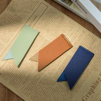 Individual Leather Bookmark Vintage PU Leather Label Durable Fold Bookmark  Notebook