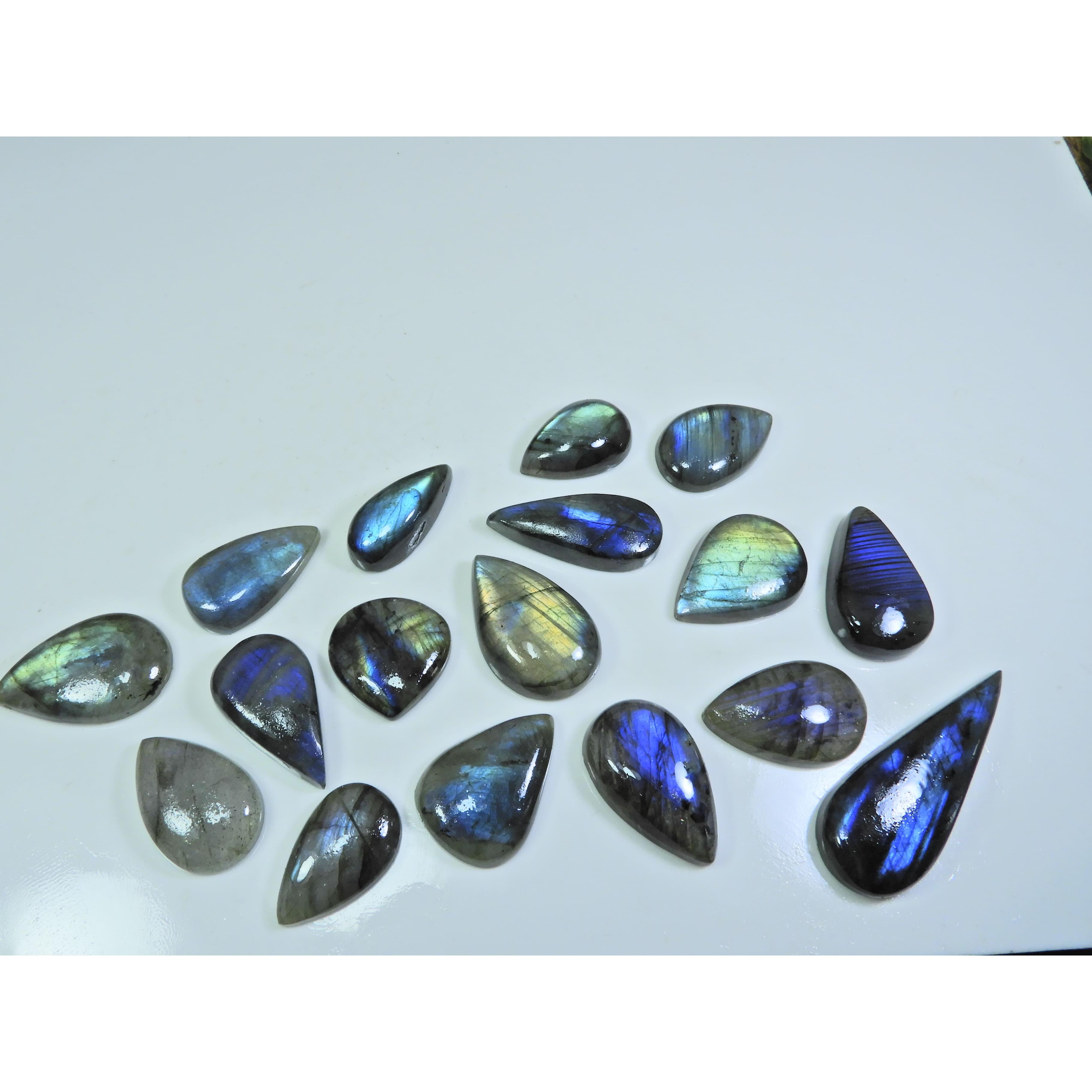 

11X25-16X45MM Natural Multi Labradorite Pear Cabochon Loose Gemstone 17Pcs LL-938