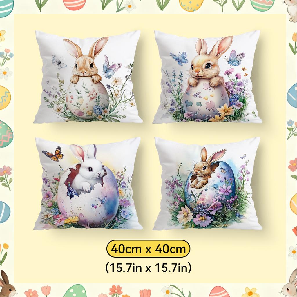 Easter Bunny Easter Eggs Pillowcase Printed Polyester 40/45/50Cm Throw Pillowcover Decorative Sofa Cushion Pillowslip Home Decor
