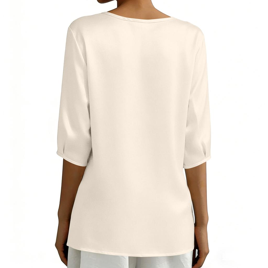 Damen Frühlings Oberteile Locker Sitzende Satinbluse Sommerhemden für Damen Kurzarm Damen Sommerhemden Elegante Oberteile für Damen