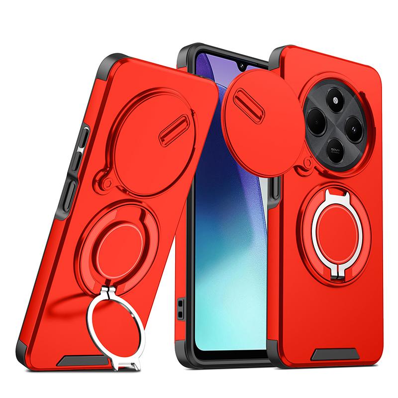 

Ring Magnetic Folding Stand Holder Phone Case For Xiaomi Redmi 14C 13 5G 4G Turbo 4 Pro Slide Lens Cover Shockproof Back Bumper Redmi Turbo 4 Pro красный