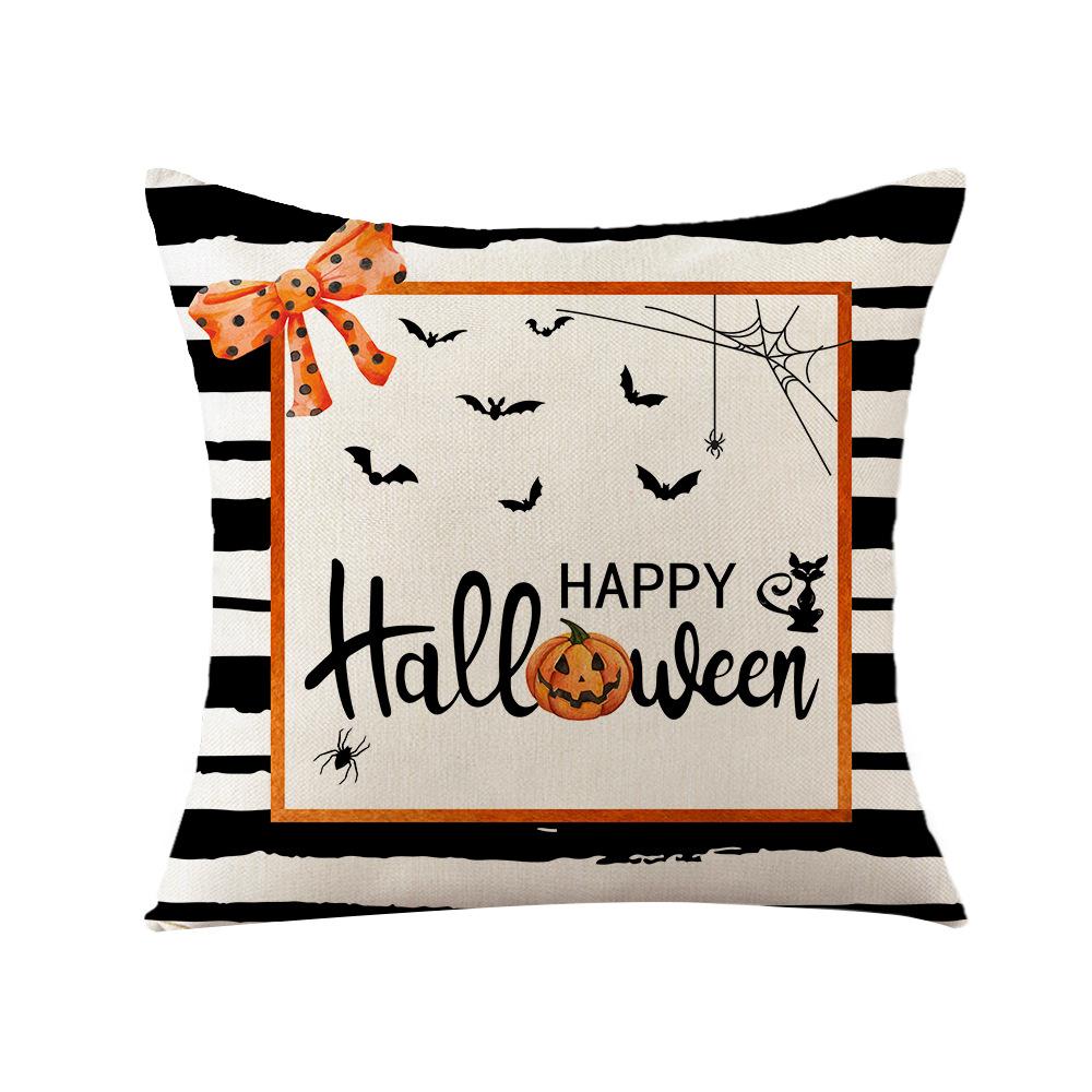Halloween Pillow Cover Linen Pumpkin Print Sofa Cushion Cover Living Room Sofa Pillow Cover