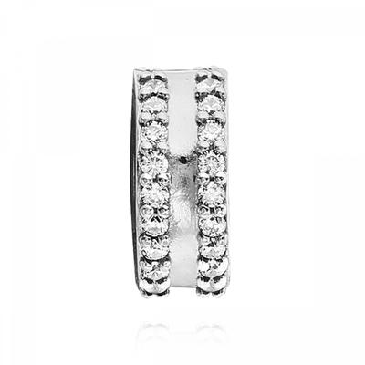Pandora 798422c01 Doppelt gefütterter Pavé-Clip-Charm aus Silber