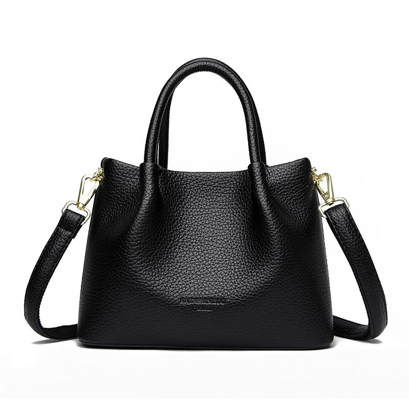 

Women Soft Leather Top-Handle Bags Luxury Designer Handbag Solid Color Ladies Shoulder Crossbody Bag And Purse Commuting Sac чёрный