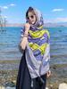 Summer Elegant Women Silk Scarf Beach Wrap Shawls Vintage Geometric Print Lady Sunscreen Bandana Hijab Mujer Boho Scarve Pareo