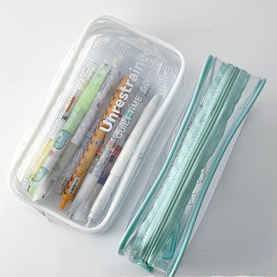 Transparent Pencil Case with Zipper Large Capacity Waterproof Pen Pouch Organizer Office