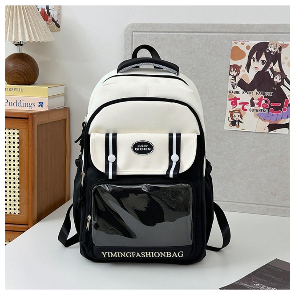 Japanese Ins Clear Student Light School Bag Cute College Girl Contrast Elementary and Junior High School Student Backpack