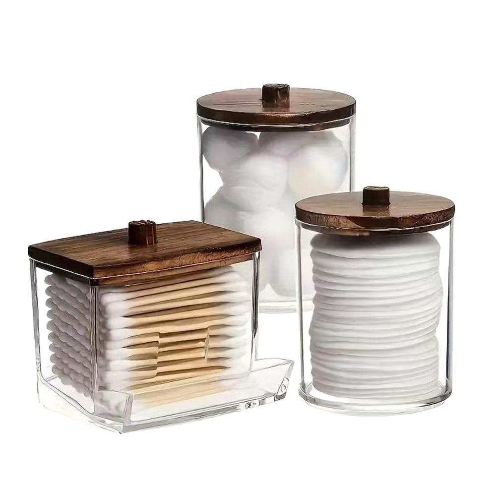 2/3/4Pcs Dust-proof Qtips Storage Holder Set Save Space Apothecary Container Jar  Cotton Pad