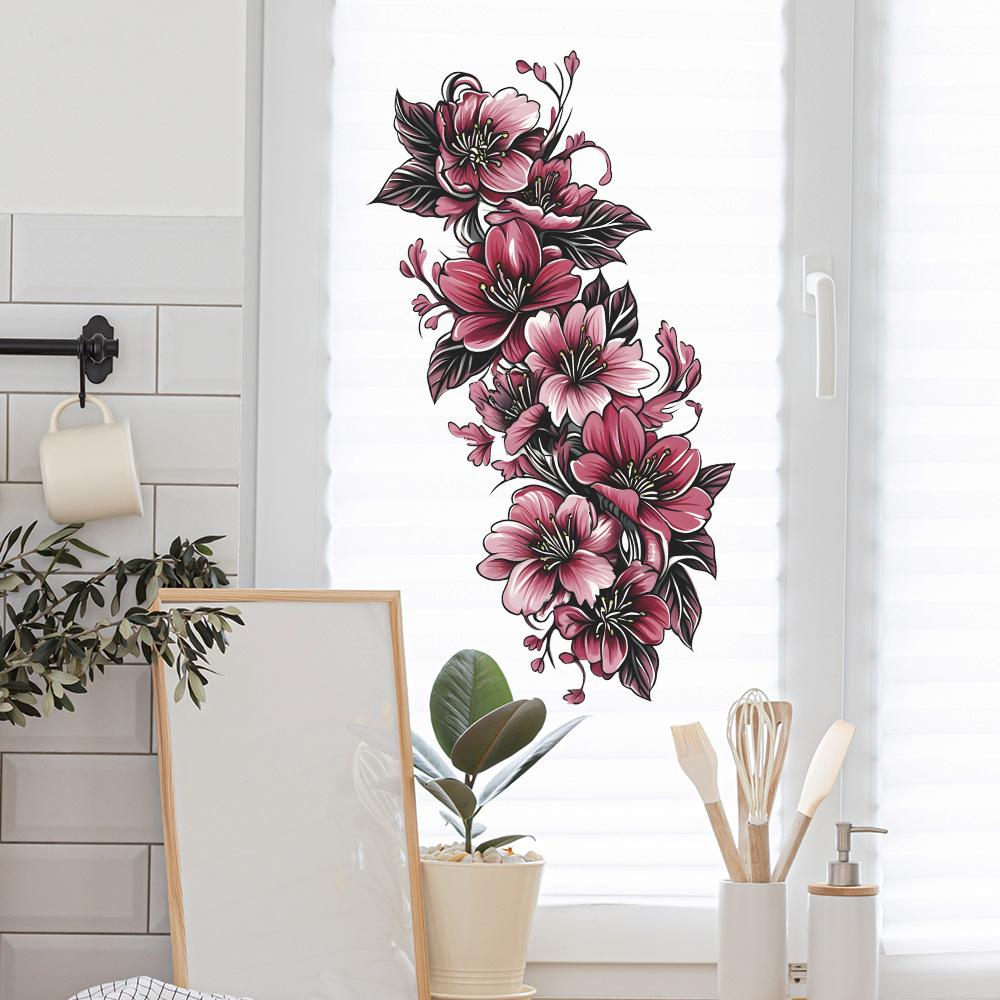 Gemalte Blumen Badezimmer Badezimmer Zuhause Wandhintergrund Verschönerung Dekoration Wandaufkleber