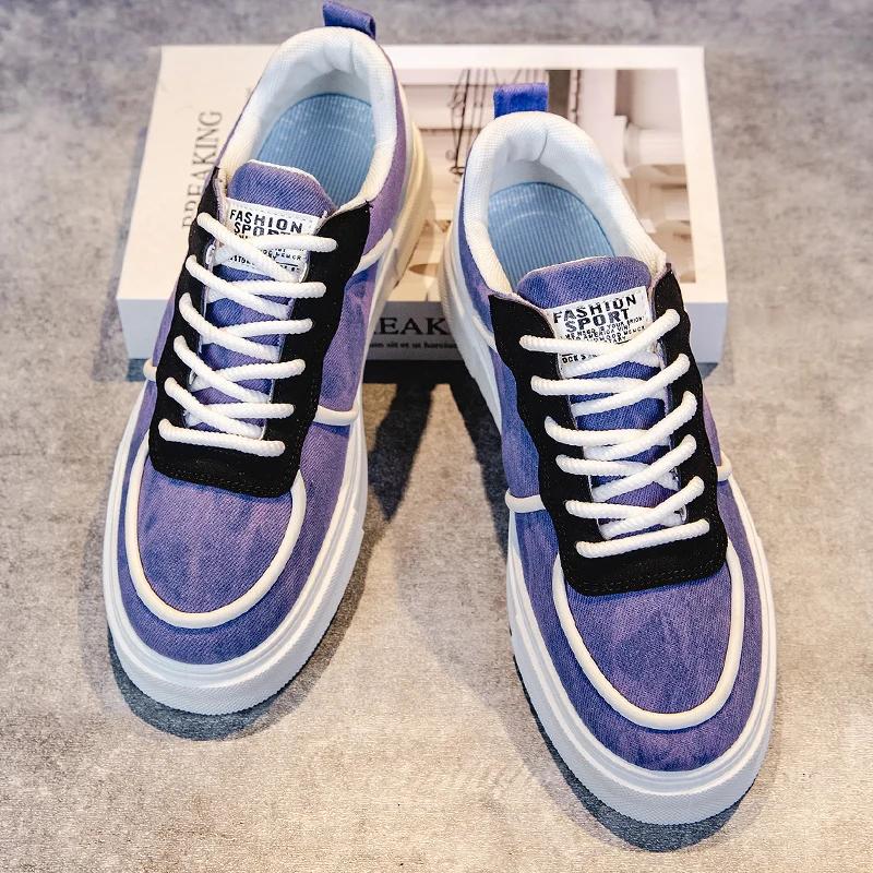 Fashionable and Trendy Casual Purple New Sports Low Top Board Shoes, Classic Popular Men's Shoes for Students and Teenagers