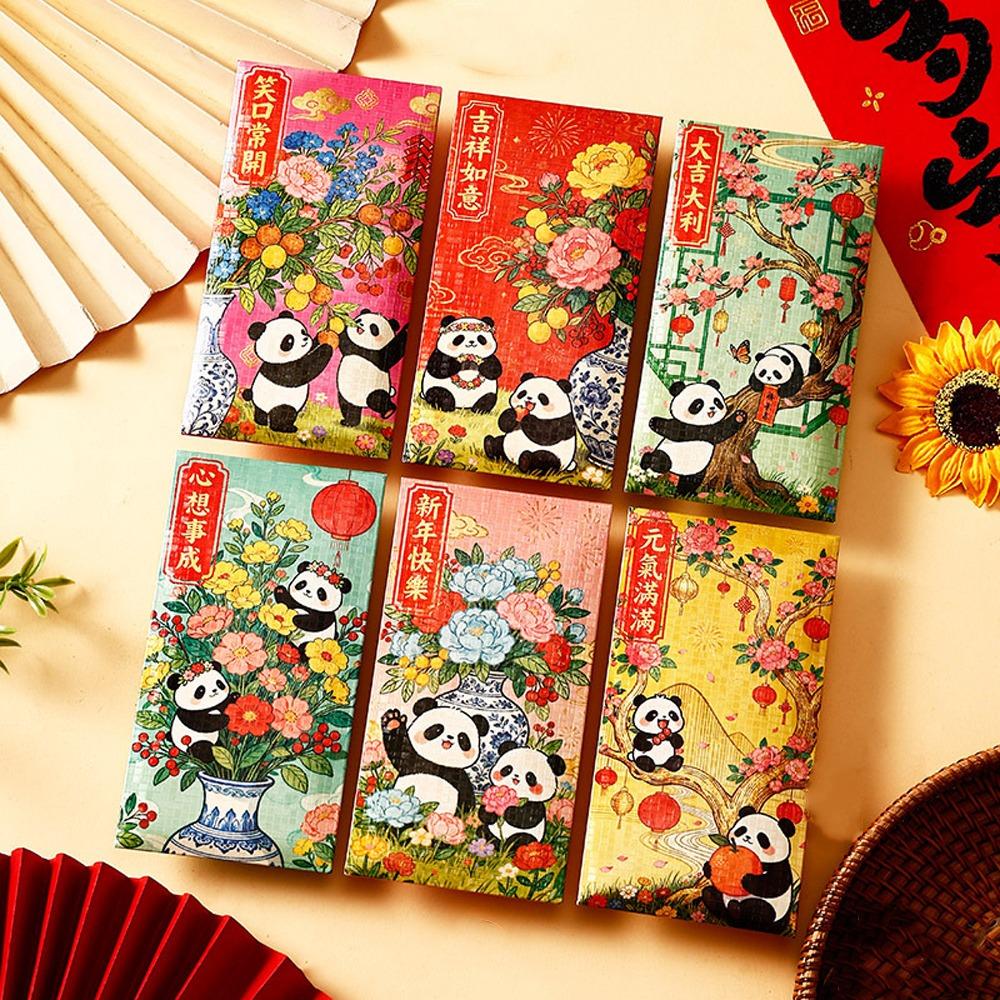 

6pcs Blessing Pattern Lucky Money Bag Traditional Red Pocket Cute Money Envelopes Spring Festival Style 8