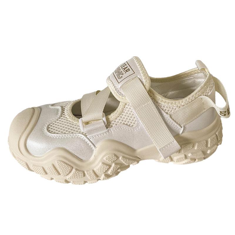 

K856 спортивные сандалии на толстой подошве, женские, летние, дышащие, 2024, новые, на липучках, маленькие белые туфли 40