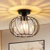Ceiling Light - NETTLIFE - Metal Frame & Crystal - Black - E27 - Ø21 X H25 Cm