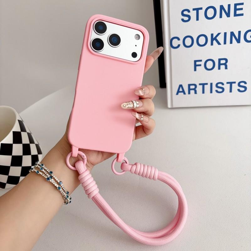 

Lanyard Case For iPhone 17 Pro Max Air 11 12 13 14 15 16 Plus Candy Shockproof Wrist Strap Soft Silicone Anti-Loss Cover Funda for iPhone 17&Case & Strap