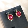 Color Gold Ruby Crystal Zircon Earrings Simple Jewelry Earrings for Women