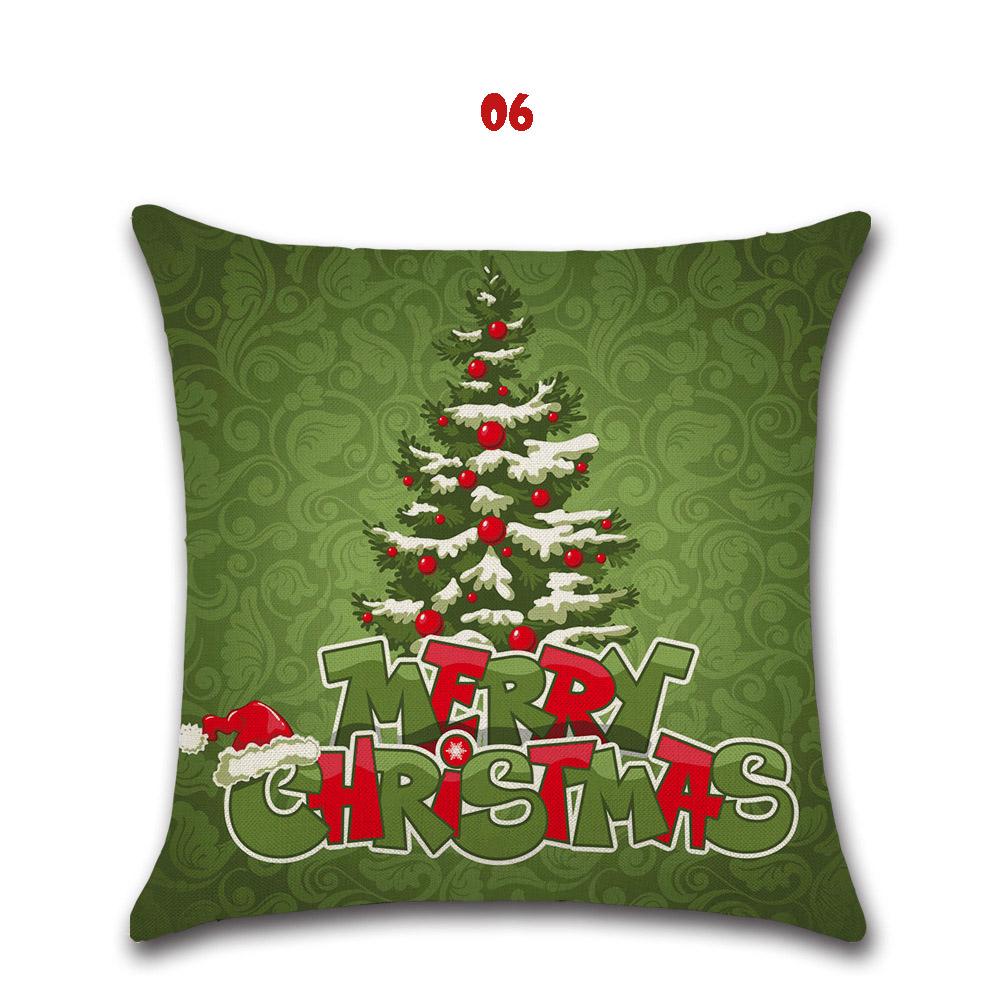 Happyspree Happy Christmas Pillow Cases Stylish Flax Sofa Cushion Covers For Festive Decor