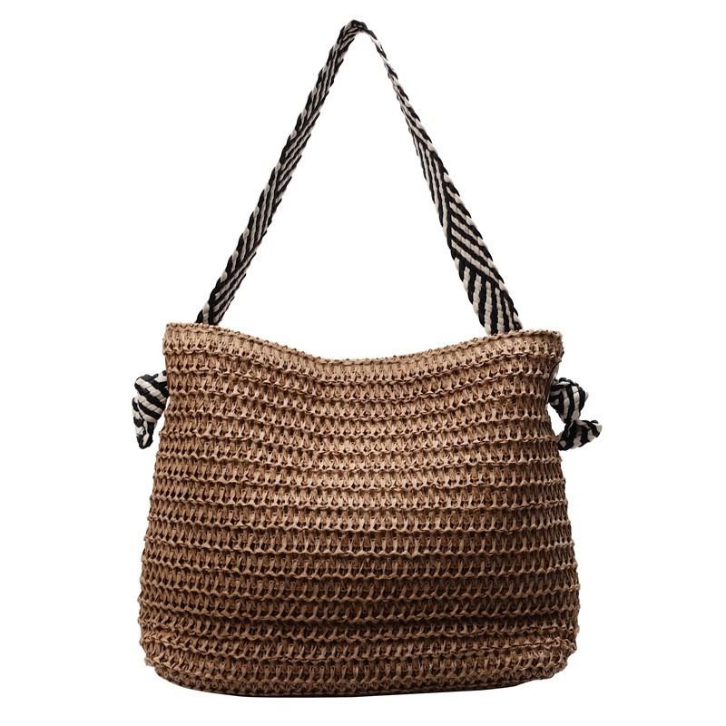 2025 New Style Light Leisure Vacation Straw Tote Bag Fashionable Commuting Large Capacity One-shoulder Beach Women