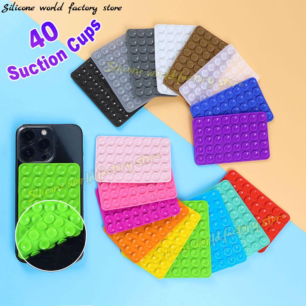 Silicone World Double Side Silicone Suction Pad For Mobile Phone Fixed Pad Suction Cups Wall Stand Square Anti-Slip Back Sticker