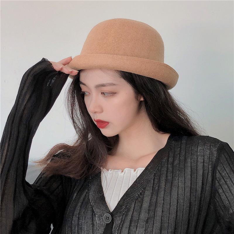 Retro Woolen Top Hat Autumn British Literature and Art Cute Playful Age-reducing Casual Versatile Crimping Basin Hat Tide