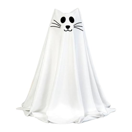 Cartoon Cat Halloween Prop Ghost Decoration, Adjustable Cute Standing White Easy Assembly Decor for Indoor Table, Fireplace, Home Party Decoration A