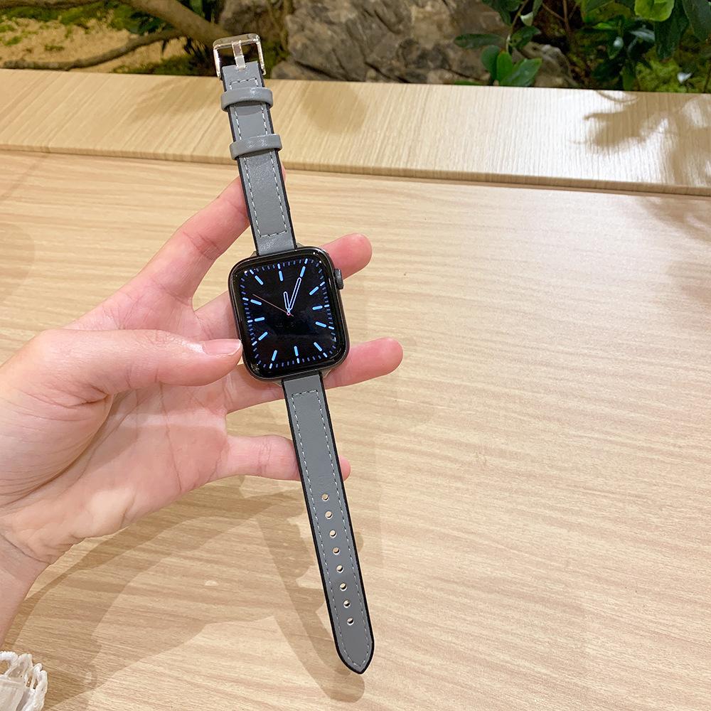 Suitable For Apple Applewatch10 Watch With Fine Silicone Sticker Leather Iwatch9876 Generation Se Strap For Women