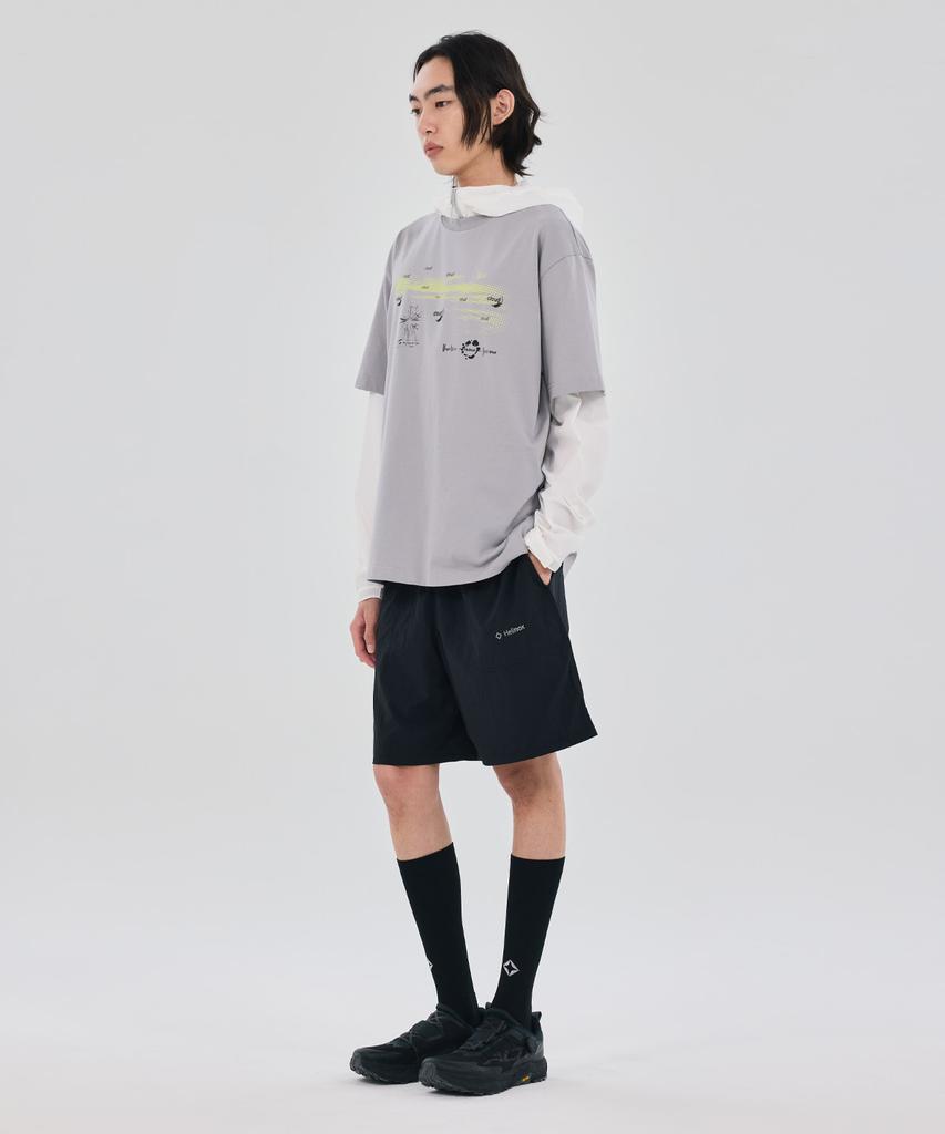 Hellinogseuweeo Magic Hours Cloud & Sun Short Sleeve T-Shirt_Light Grey