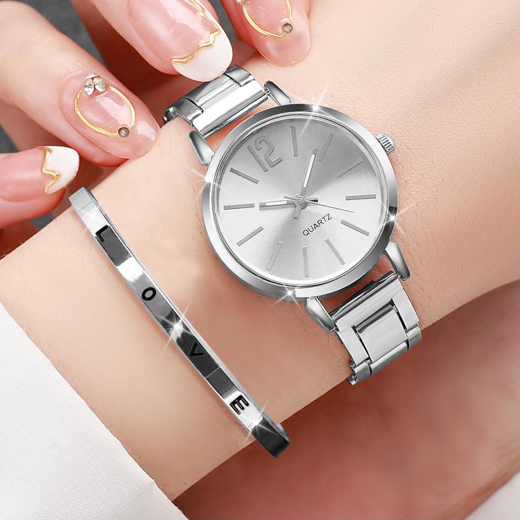 4pcs/set Women's Fashion Watch Set With Casual Style Small Dial Quartz Watch With Bracelet Set (Box Not Included) Gift For Girls