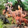 Oenux 8 Stück Wildtiere Wald Eule Fuchs Hirsch Eichhörnchen Hase Actionfigur Modell Miniatur Kuchenaufsätze Lernspielzeug Kinder Geschenk