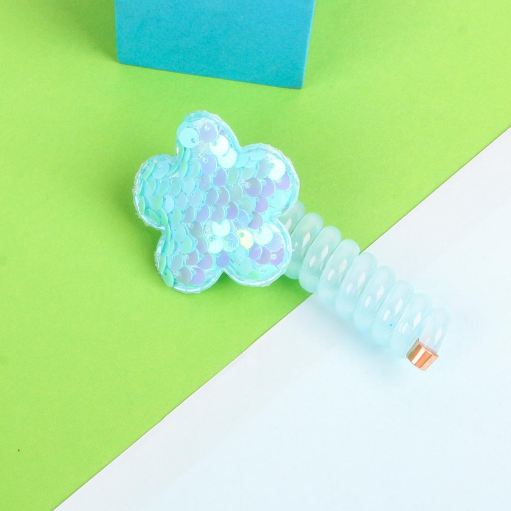 Neues Pailletten-Blumen-Elastisches Haarband Niedliche Mädchen Telefonkabel Linie Elastizität Glitzer Stern Haarband Für Kinder Haarschmuck