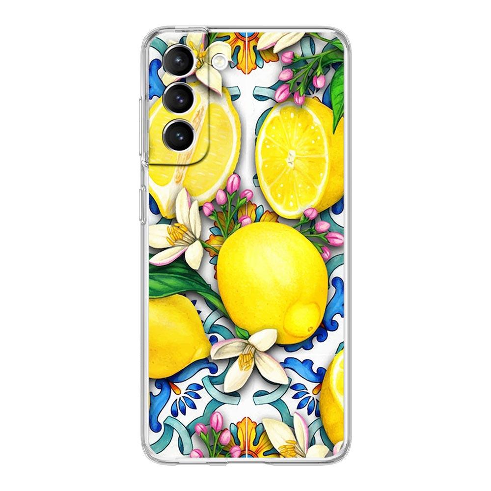 Mediterranean Lemon Clear Silicone Phone Case For Samsung Galaxy S23 S22 5G S20 Ultra S21 FE 5G S10E S9 S8 S10 Plus Soft Cover