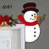 Holiday Entrance Door Decorations Christmas Wooden Corner Sign, Santa Snowman Cat Cartoon Sign Frame Decor, Reusable Festive Home Wall Decoration