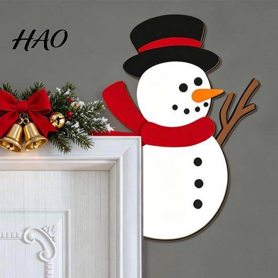 Holiday Entrance Door Decorations Christmas Wooden Corner Sign, Santa Snowman Cat Cartoon Sign Frame Decor, Reusable Festive Home Wall Decoration