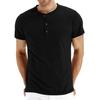 New Men T-shirt Henry Neck Fashion Design Slim Fit Solid T-shirts Male Tops Tees Short Sleeve T Shirt For Men