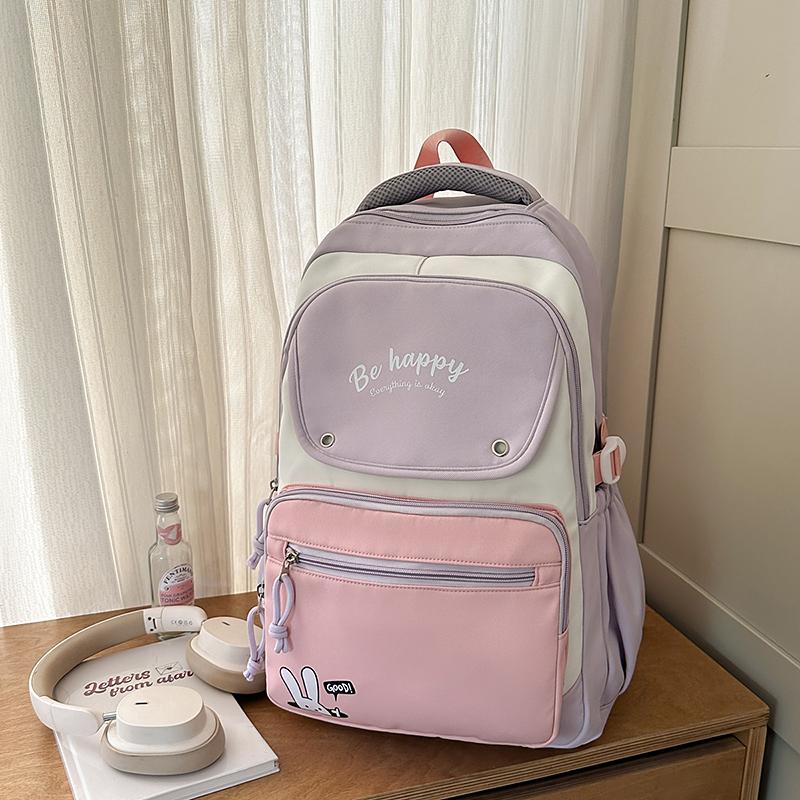 Color Block Student Schoolbag Women's Large Capacity Backpack