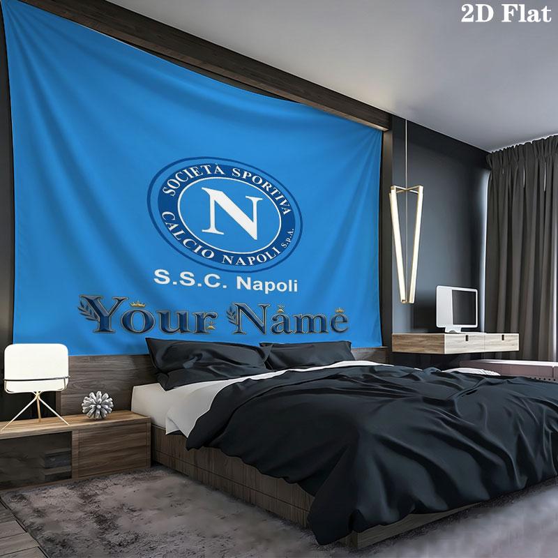 SSC Napoli Custom Name Wall Tapestry Aesthetic Wall Hanging Printed Fabric Blanket Decorative Tapestries for Bedroom Living Room Home Decor