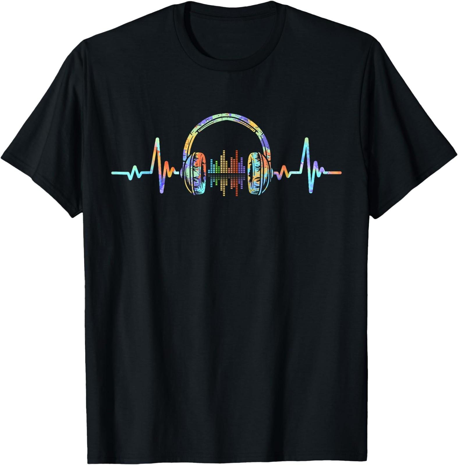 Heartbeat Headphone Tie Dye Sound Lover Engineer Producer DJ T-Shirt L