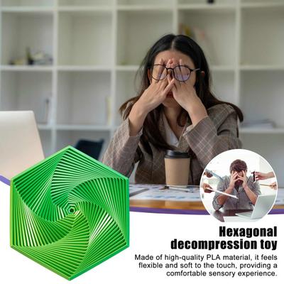 Fractal Fidget Hexagon geomeetriline disain visuaalne illusioon sõrmeotstega kaasaskantav ärevust leevendav sensoorne mänguasi kodukontorisse