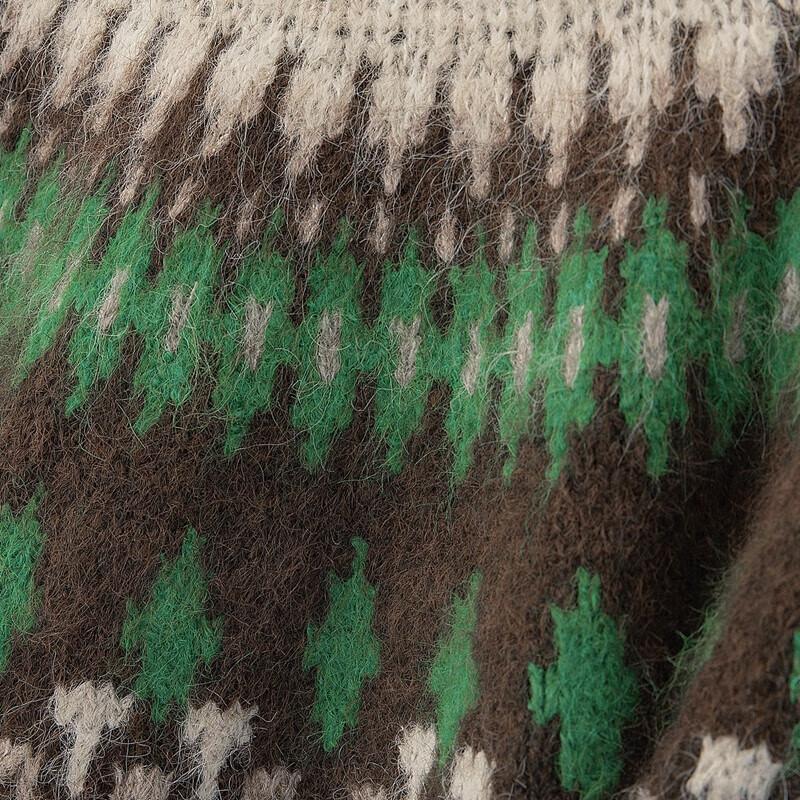 Women's Retro Color Block Round Neck Wool Blend Sweater