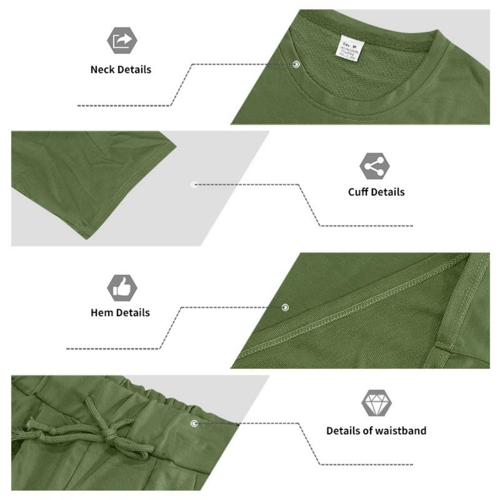 Herren Kurzarm Rundhals T-Shirt und Shorts Set Lässiges Basic Sportliches Zweiteiliges Outfit für den Alltag