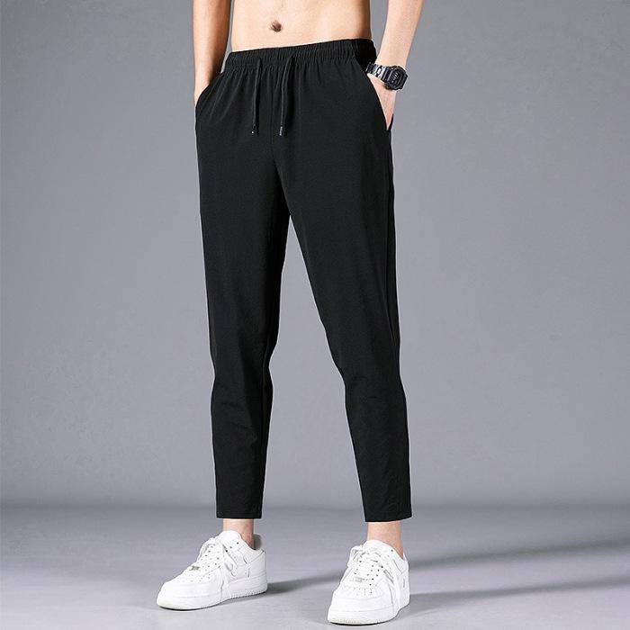Summer Casual Pants for Men, A Slimming and Trendy Summer Thin Straight Leg 9-inch Sporty Quick-drying Men s Long Pants S