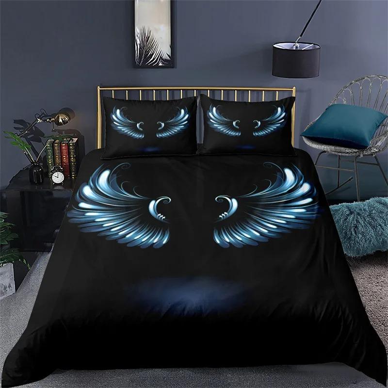 Engel Flügel Bettbezug King Queen Größe Abstrakt Cartoon Kunst Druck Bettwäsche Set Jugend Fantasy Magie Polyester Steppdecke