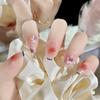 24Pcs Red Sweetheart White Checkerboard Press On Nails Removable Fake Nail Tips Art Acrylic Manicure