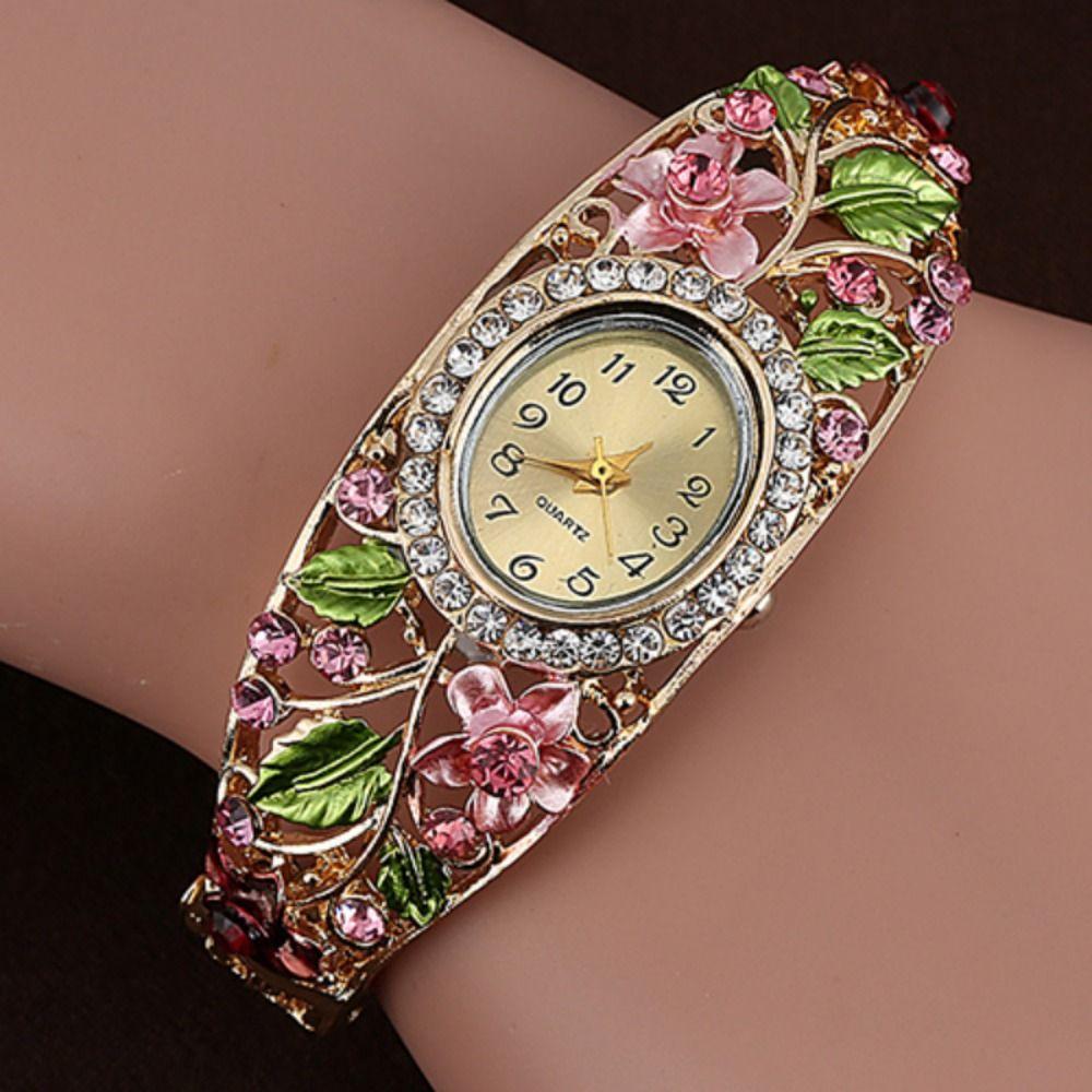 Rich In Flowers Ladies Wristwatch Rhinestone Bracelet Bracelet Watch  Elegant Wear