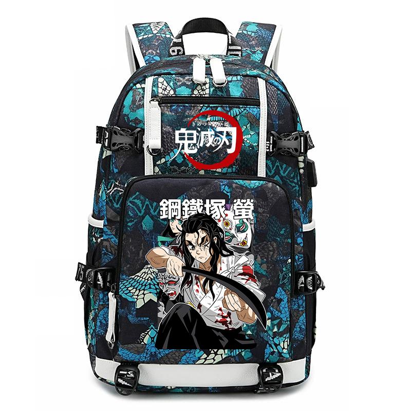 Demon Slayer Anime Print School Backpack Large Capacity Travel Bookbag for Boys Girls Kids Student